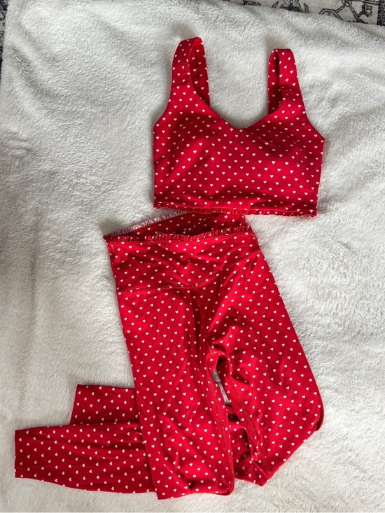 all in motion Other - All in Motion Red Heart Ruffle Activewear Set Leggings Sports Bra XS